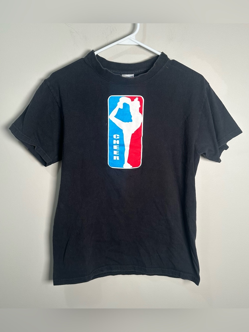Vintage Y2K Soffe Cheer T-shirt Black Red Blue Women’s Size Small